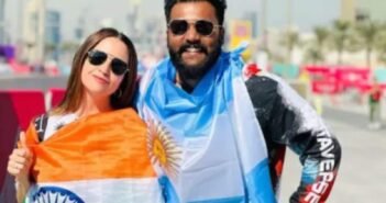 கத்தாரில் இந்திய கொடியுடன் போஸ் கொடுக்கும் அர்ஜெண்டினா கால்பந்து ரசிகை.. காரணம் இதுதான்!